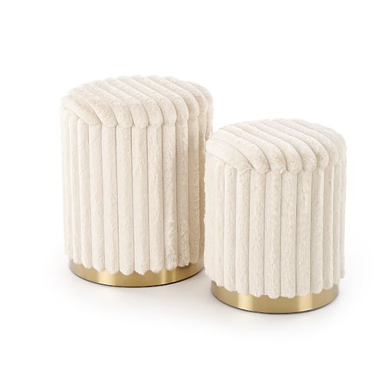 FIDO set od 2 pufa, krem/zlatna (1p=1set)