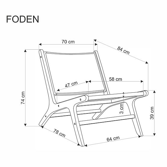 FODEN relaxacijska fotelja, crna / prirodna (1p=1ks)