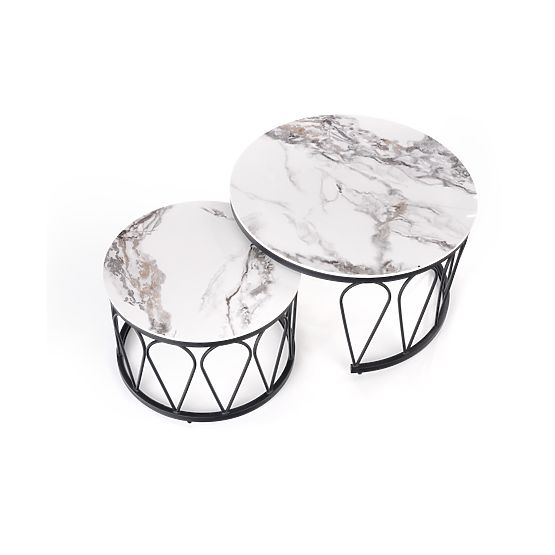 FORMOSA set od 2 klupe, bijeli mramor / crna (2p=1ks)