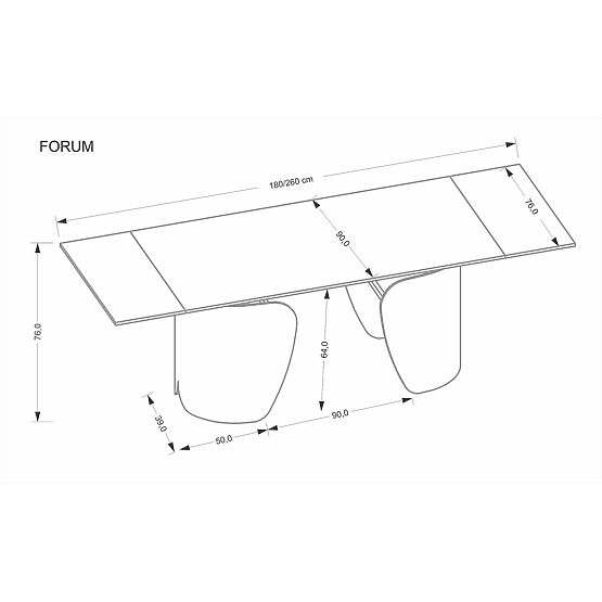 FORUM proširivi stol, crni mramor / crni (3p=1ks)