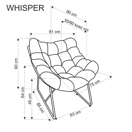 Fotelja WHISPER - crna / natural