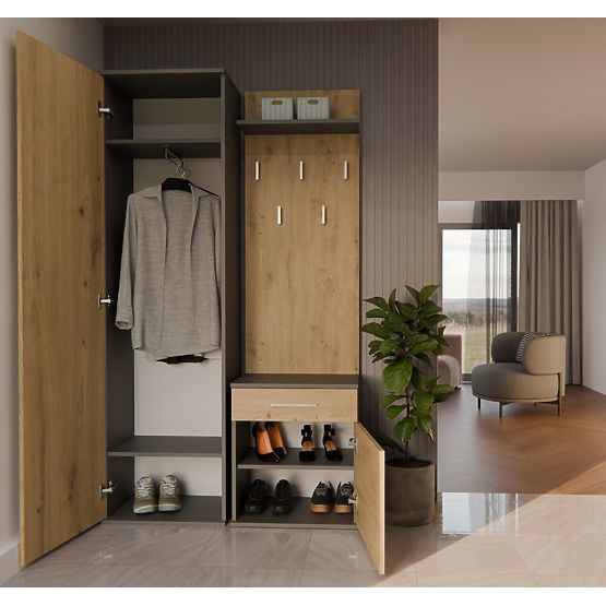 Garderobni ormar DUO ANTRACIT ARTISAN