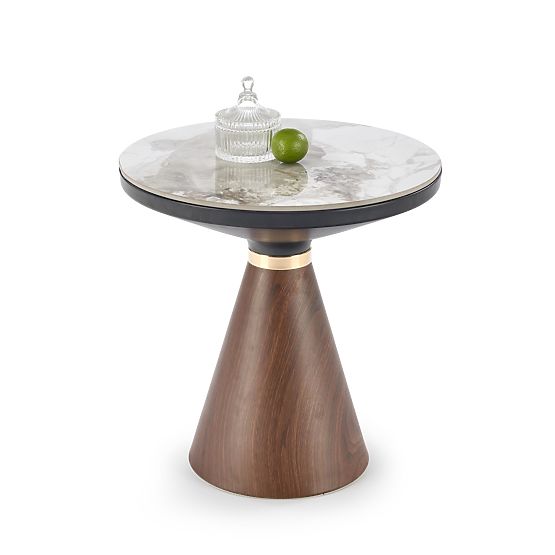 GENESIS_S konferencijski stolić bijeli mramor / orah / zlatni