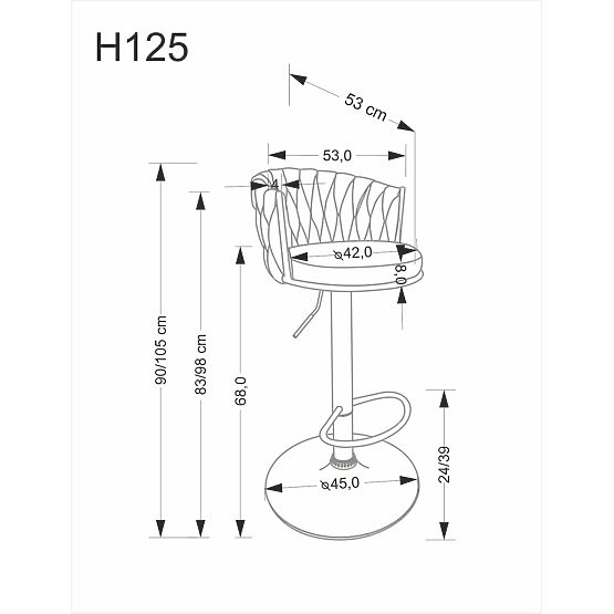 H126 bež stolica za bar (1p=2 kom)