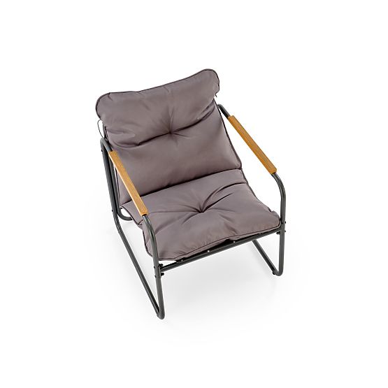 HUDSON, vrtni set (sofa, 2x fotelja, stolić), siva / smeđa (1p=1set)