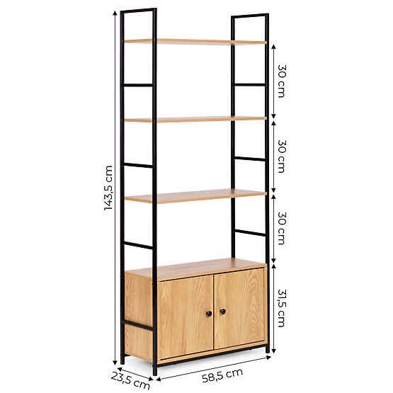 Industrijska loft polica s ormarićem 4 police ModernHome