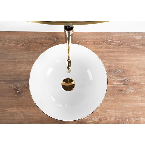 Keramički umivaonik za ploču Stella bijeli sa zlatnim rubom