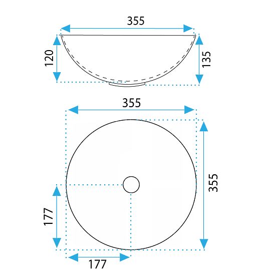 Keramički umivaonik za ploču Stella bijeli sa zlatnim rubom