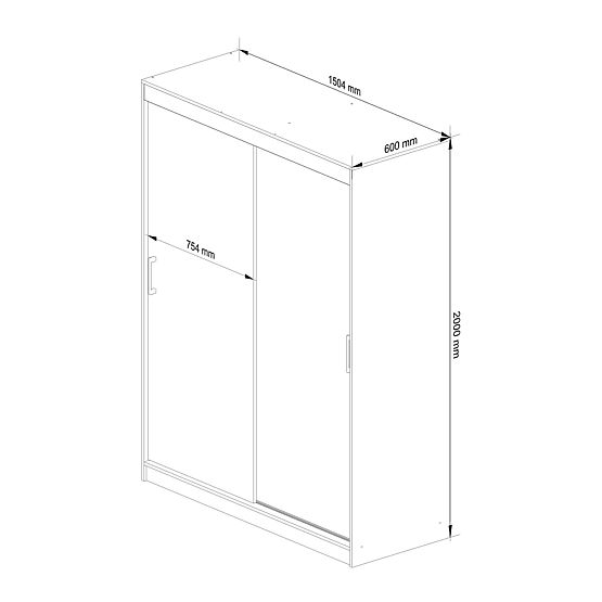 KLIZNI ORMAR 150cm CLP SONOMA / BIJELA