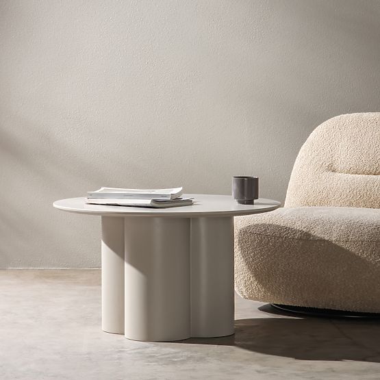 Klub stolić Lazaro 80 cm, okrugli, sivo-bež