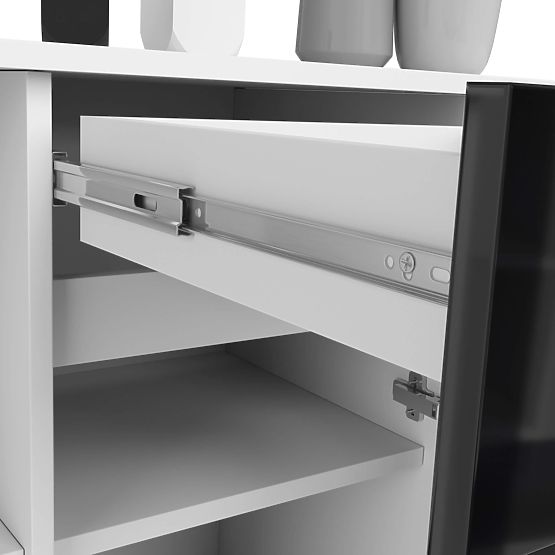 KOMODA B-17 120 cm 1 LADICA 1 VRATA PK BIJELA / CRNI SJAJ