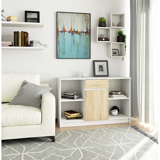 KOMODA B-17 120 cm 1 LADICA 1 VRATA PK BIJELA / SONOMA