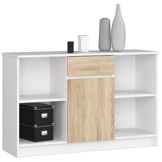 KOMODA B-17 120 cm 1 LADICA 1 VRATA PK BIJELA / SONOMA