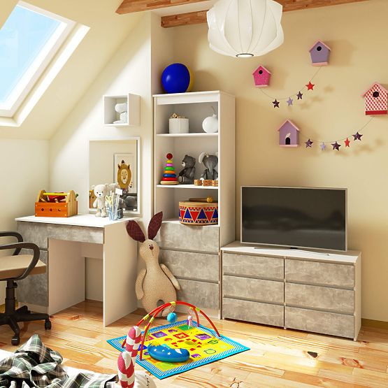 KOMODA CL100 6 LADICA PK BIJELA / BETON