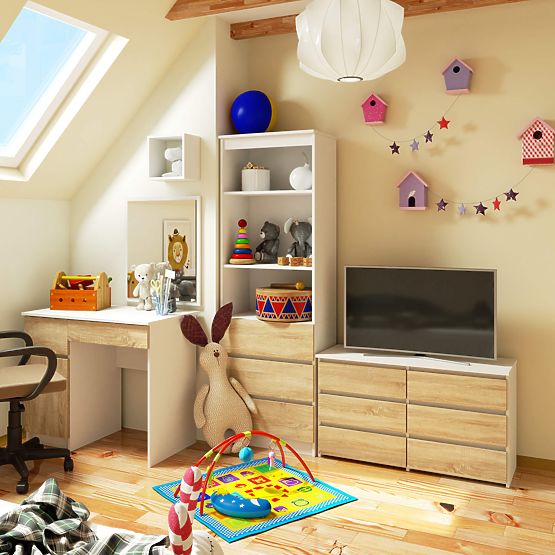 KOMODA CL100 6SZ PK BIJELA / HRAST SONOMA