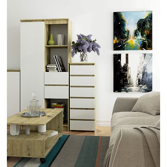 KOMODA CL6 PK HRAST ARTISAN / BIJELA