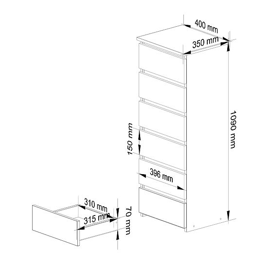 KOMODA CL6 PK HRAST ARTISAN / SIVA