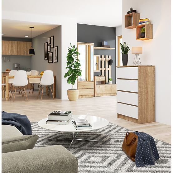 KOMODA K 60 cm 4 LADICE PK SONOMA / BIJELA