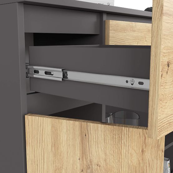 KOMODA K100 2D 3SZ 1P PK GRAFIT SIVA / DUB ARTISAN