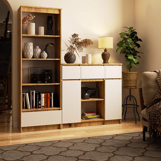 KOMODA K100 2D 3SZ 1P PK HRAST ARTISAN / BIJELA