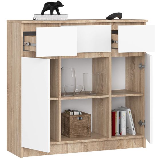 KOMODA K100 2D 3SZ 1P PK HRAST SONOMA / BIJELA