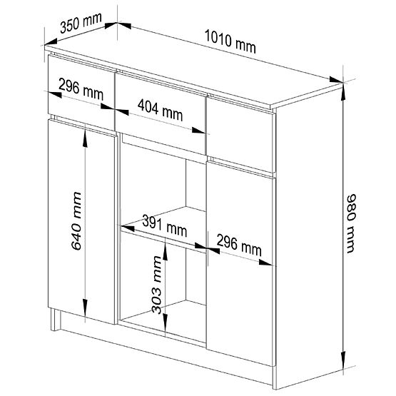 KOMODA K100 2D 3SZ 1P PK HRAST SONOMA / BIJELA