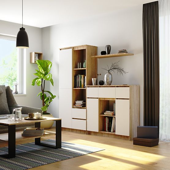 KOMODA K100 2D 3SZ 1P PK HRAST SONOMA / BIJELA