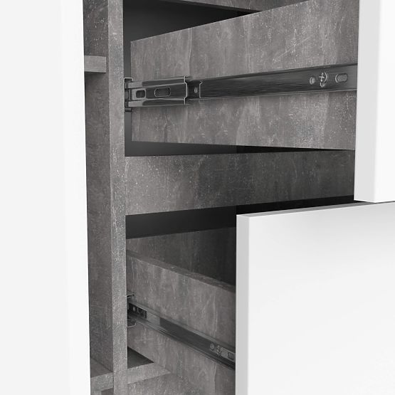 KOMODA K100 2D 3SZ PK BETON / BIJELA