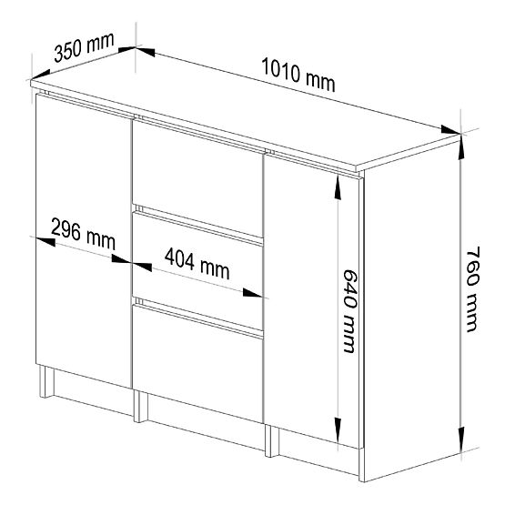 KOMODA K100 2D 3SZ PK HRAST SONOMA / BIJELA
