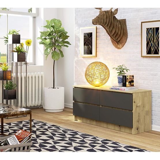 KOMODA K120 4SZ CLP HRAST ARTISAN / SIVA