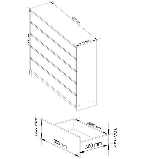 KOMODA K140 10SZ CLP PK HRAST SONOMA / BIJELA