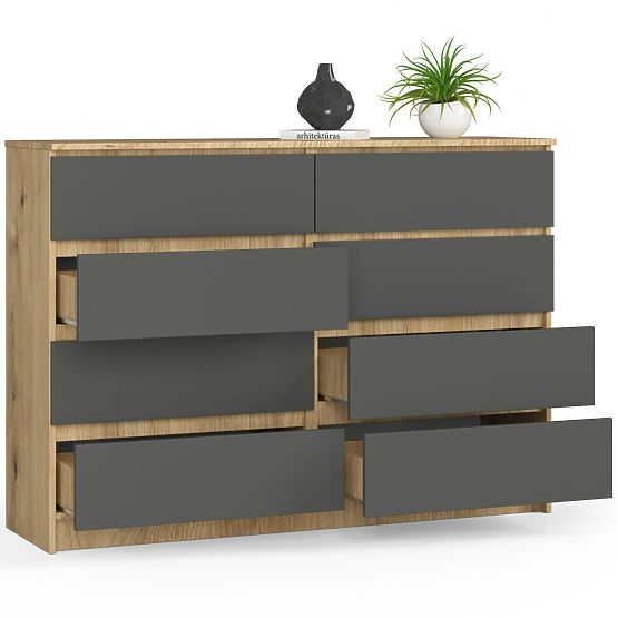 KOMODA K140 8SZ CLP HRAST ARTISAN / SIVA