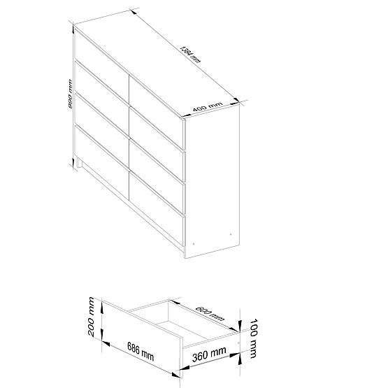 KOMODA K140 8SZ CLP PK BIJELA / SIVA