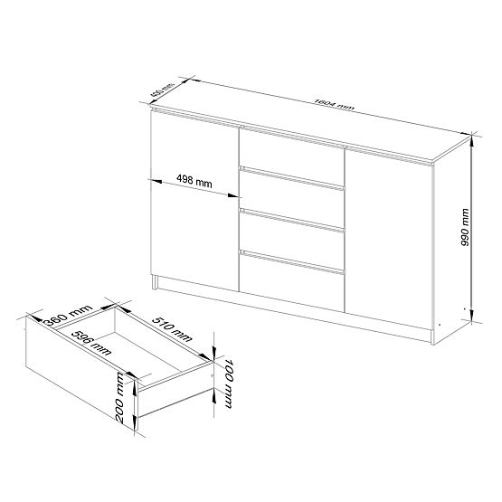 KOMODA K160 2D 4SZ CLP PK CRNI SJAJ