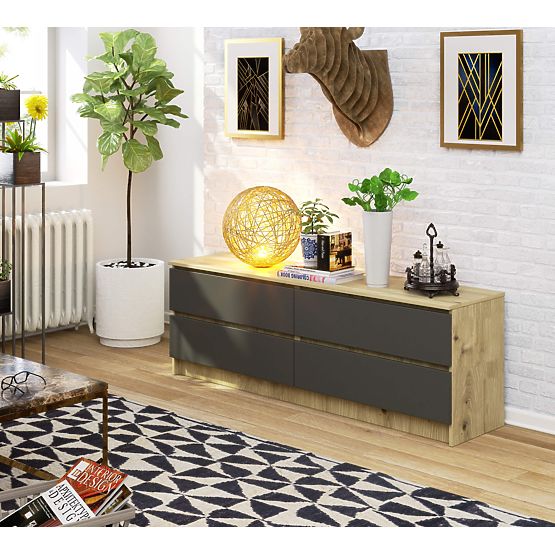 KOMODA K160 4SZ CLP PK HRAST ARTISAN / SIVA