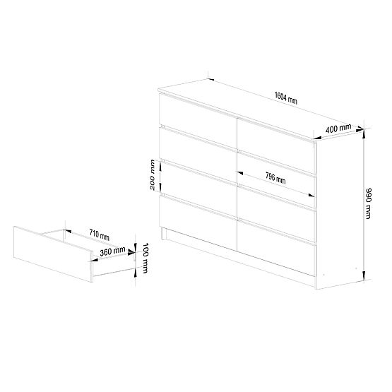 KOMODA K160 8SZ CLP PK BIJELA / HRAST SONOMA