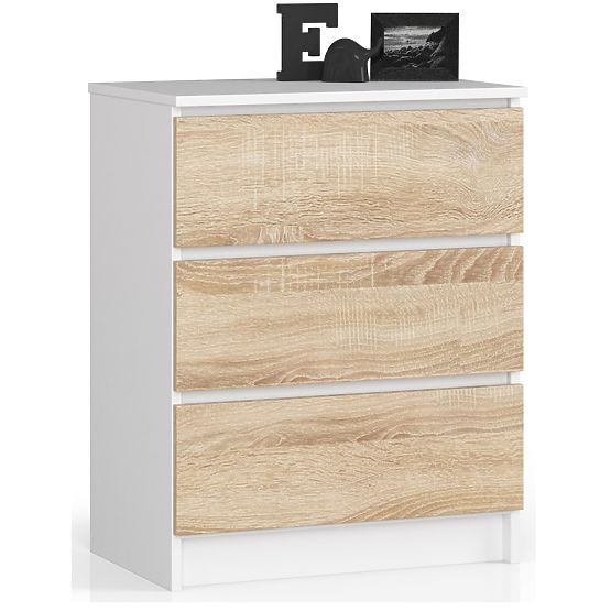 KOMODA K60 3 LADICE CLP BIJELA / SONOMA