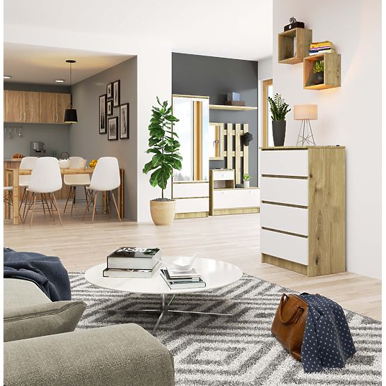 KOMODA K60 4 LADICE PK HRAST ARTISAN / BIJELA