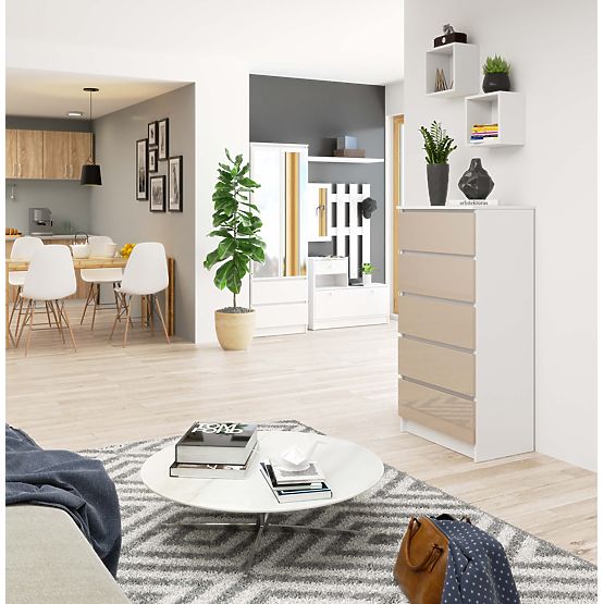 KOMODA K60 5 LADICA CLP PK CAPPUCCINO VISOKI SJAJ