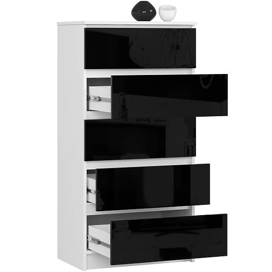 KOMODA K60 5 LADICA CLP PK CRNI SJAJ