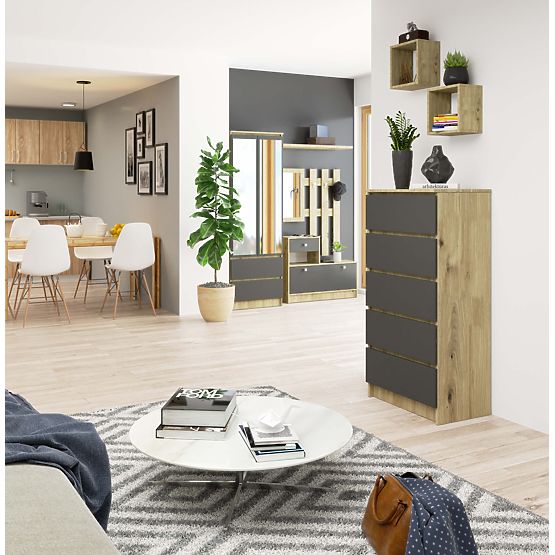 KOMODA K60 5SZ CLP PK HRAST ARTISAN / SIVA