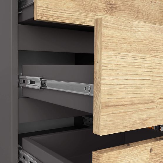 KOMODA K80 1D 5SZ PK GRAFIT SIVA / HRAST ARTISAN