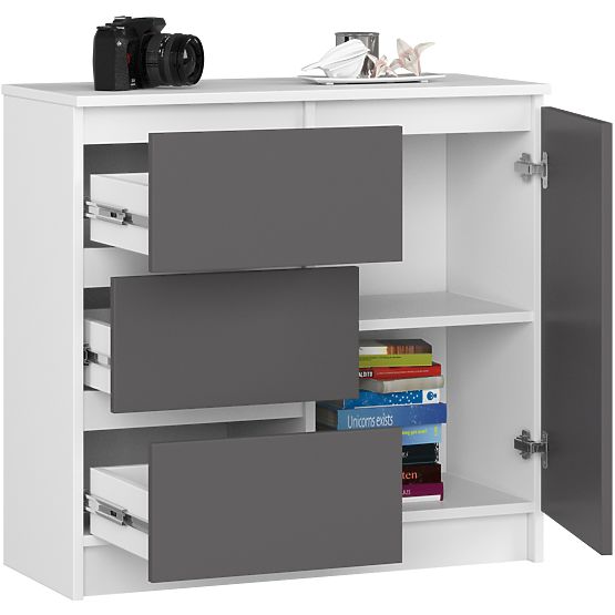 KOMODA K80 JERRY 1D 3SZ PK BIJELA / GRAFITNO SIVA