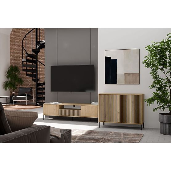 Komoda KAMARO 2D SLIM DUB ARTISAN S Rebrastom Prednjom Pločom