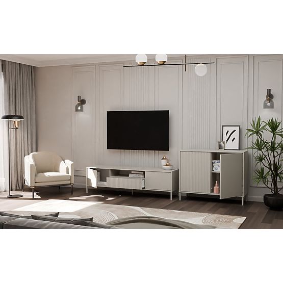 Komoda KAMARO 2D SLIM/GLATKI KAŠMIR S Lamelama + Klasični