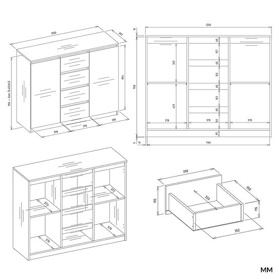 Komoda Malwa 2D4S 120 KAŠMIR BEŽ