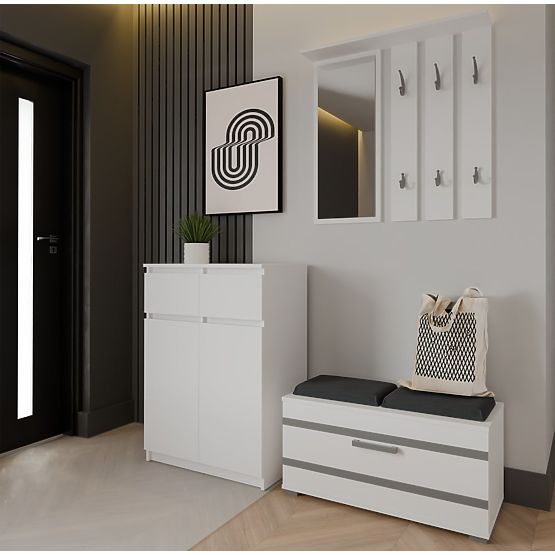 Komoda Malwa 2DD2S Ormar 2 Vrata 2 Ladice za Dnevni Boravak BIJELA