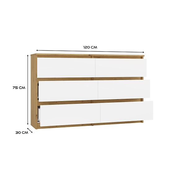 Komoda Malwa M6 120 HRAST ARTISAN BIJELA