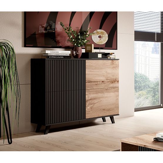 Komoda RANDOM KM-2 - Hrast Wotan/Crna