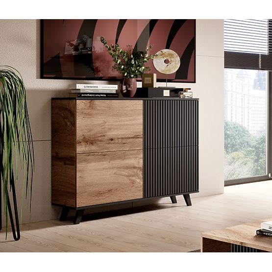 Komoda RANDOM KM-2 - Hrast Wotan/Crna